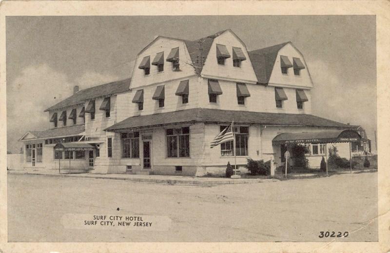 Historic postcard of Surf City Hotel in Surf City New Jersey