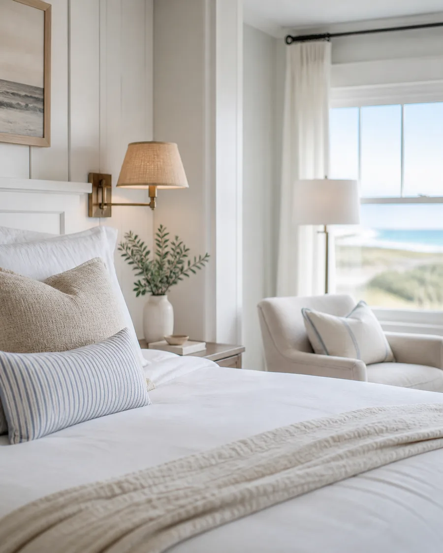 Bright coastal bedroom with ocean view — where to stay in Surf City NJ on Long Beach Island
