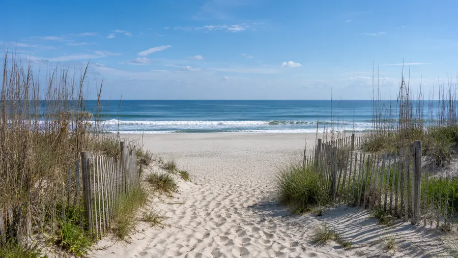 Dune path leading to the beach and Atlantic Ocean on Long Beach Island.