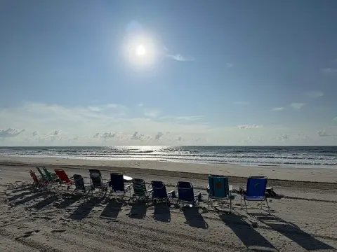 Beach chairs on the sand in Surf City NJ
